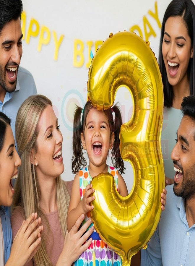 بروبسيكل بالون هيليوم ذهبي من رقائق معدنية على شكل الرقم 3 من بروبسيكل، مقاس 32 بوصة، لتزيين حفلات أعياد الميلاد | بالونات على شكل الرقم 3، مناسبة لأعياد الميلاد/الذكرى السنوية | ثلاثة أرقام - Image 5